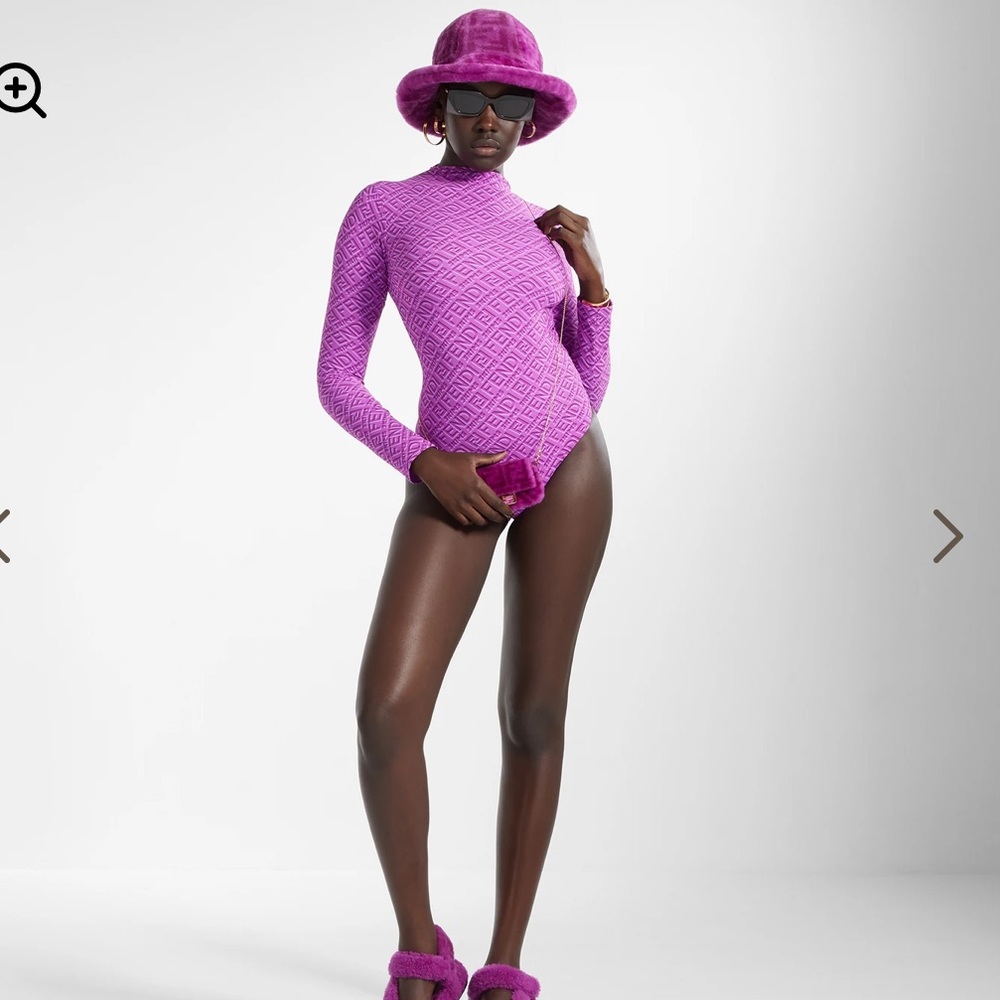 FENDI X SKIMS Mock Neck Long Sleeve Body Suit